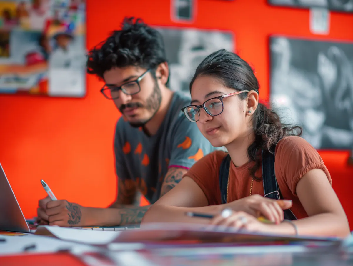 Designer ajustando layout de site em computador moderno